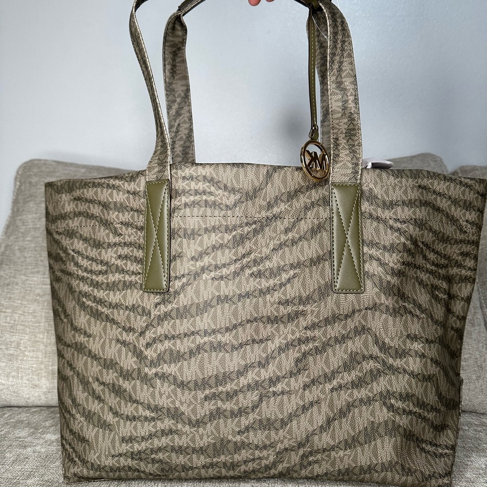 Michael Kors Olive and Tan Signature Tote